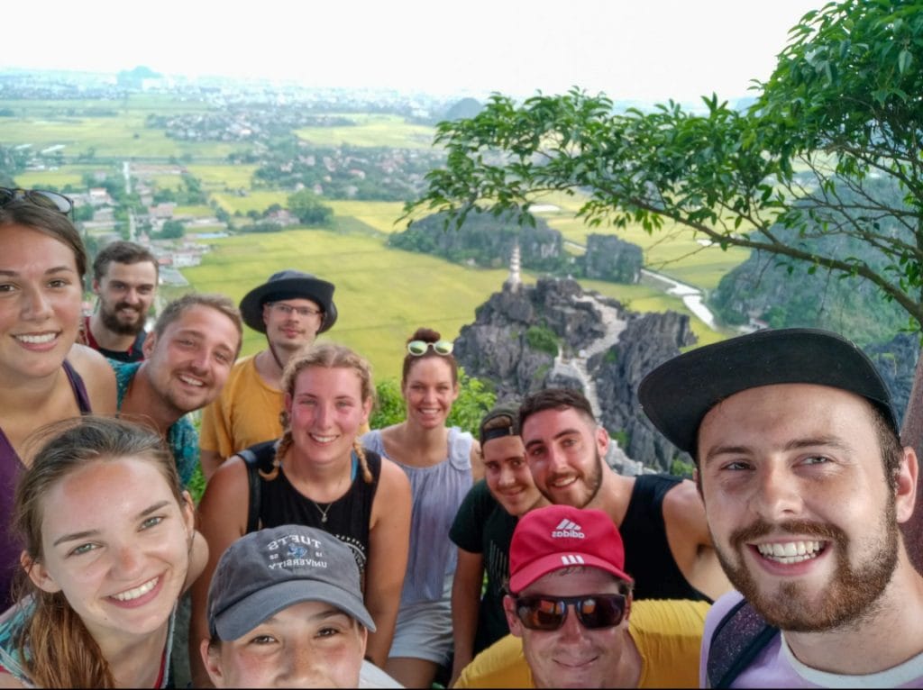 Group selfie at viewpoint in Vietnam 