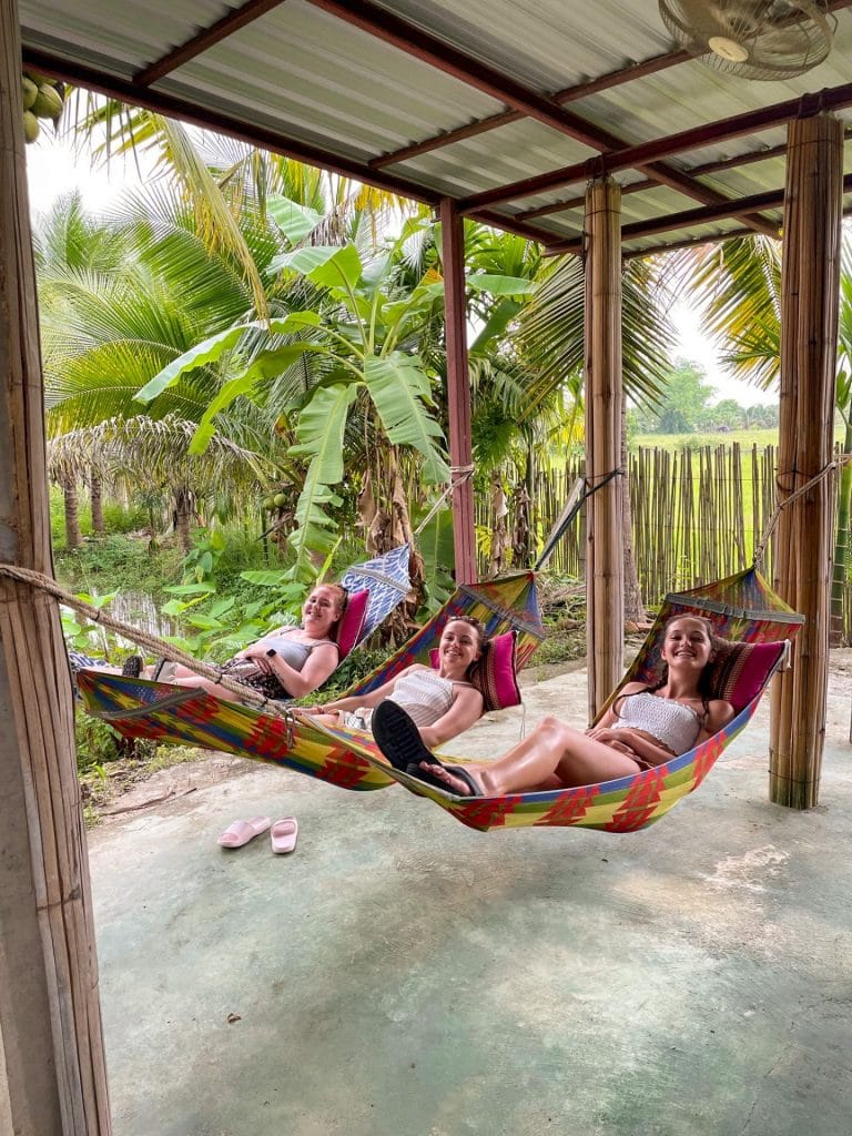 Girls relaxing in hammocks