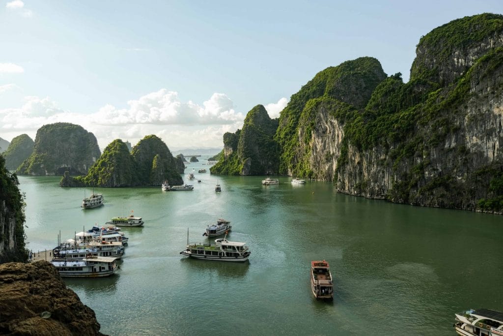 Landscape shot of Ha Long Bay Islands